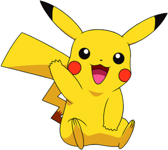 a happy Pikachu waving